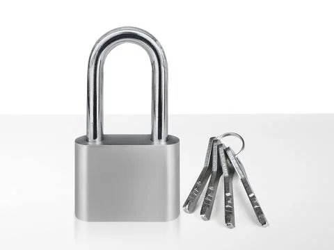 Lock padlock on white table Stock Photos