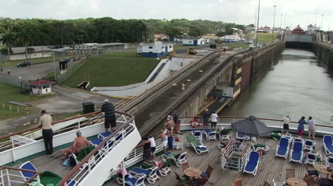 Lock on the Panama Canal Stock Footage 4886461