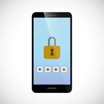 Lock password protected smartphone pin code Stock Illustration