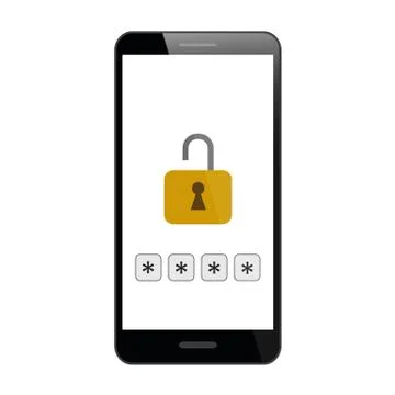Lock password protected smartphone pin code Stock Illustration