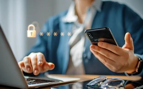 Lock the pc with a password Stock Photos
