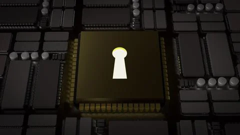 The Lock on pcb Board for technology security concept 3d rendering. Stockillustratie