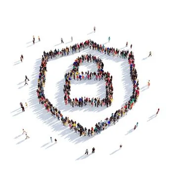 Lock people 3D rendering Illustrazione stock