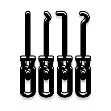 Lock picking tools set for locksmith work Stock Illustration