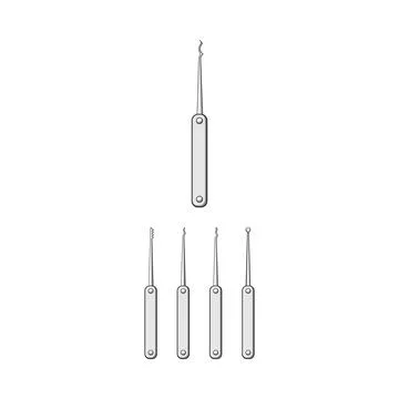 Lock picking tools set providing security entry concepts Stock Illustration