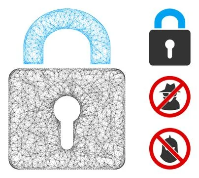 Lock Polygonal Web Vector Mesh Illustration Stock Illustration