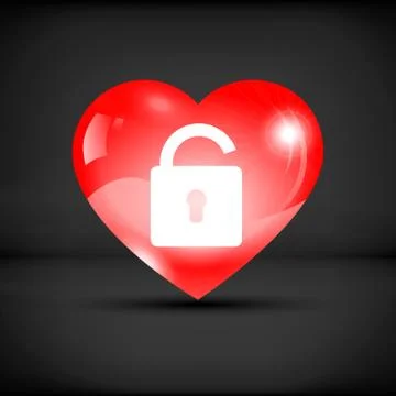 Lock in a red heart icon Stock Illustration