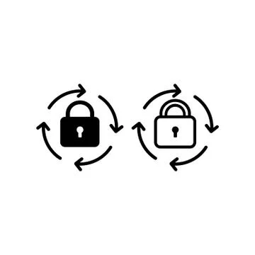 Lock reload icon. Rotation arrows with lock outline icon. Update password Stock Illustration