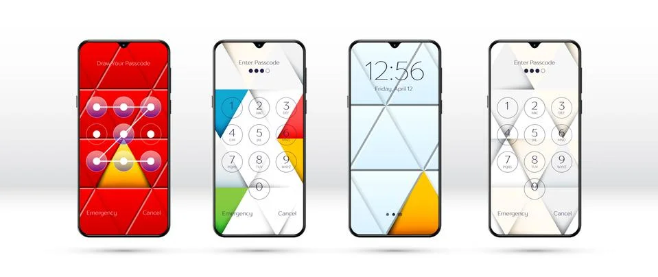 Lock screen background or smartphone wallpaper with abstract generic smartphone Illustrazione stock