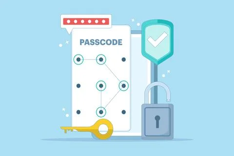 Lock screen concept set input passcode on smartphone screen Stock Illustration