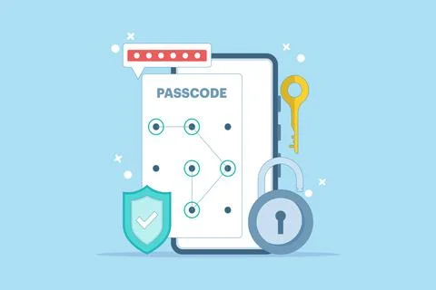 Lock screen concept set input passcode on smartphone screen Stock Illustration