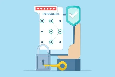 Lock screen concept set input passcode on smartphone screen Stock Illustration