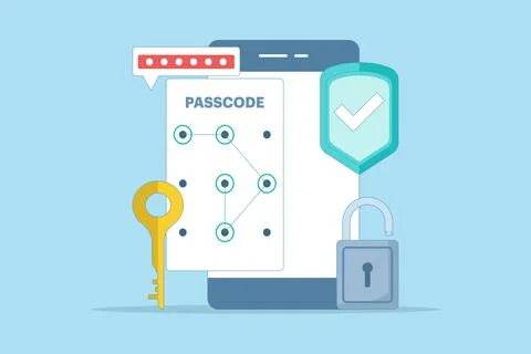 Lock screen concept set input passcode on smartphone screen Stock Illustration