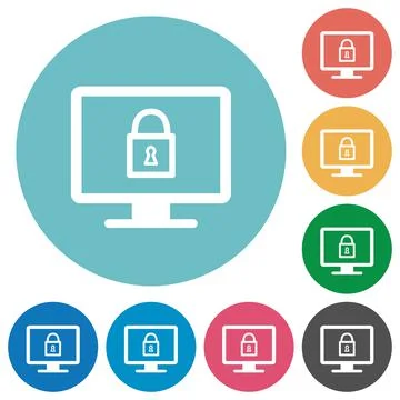 Lock screen flat round icons Stock Illustration