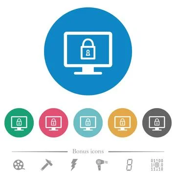 Lock screen flat round icons 스톡 일러스트