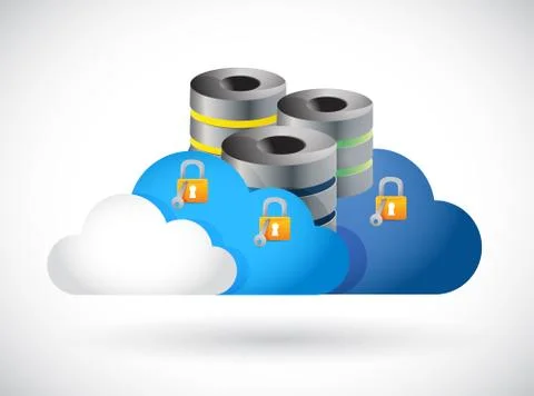 Lock secure cloud computing server イラスト素材