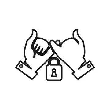 Lock Secure Commitment Teamwork Together Outline Logo Stock Illustration