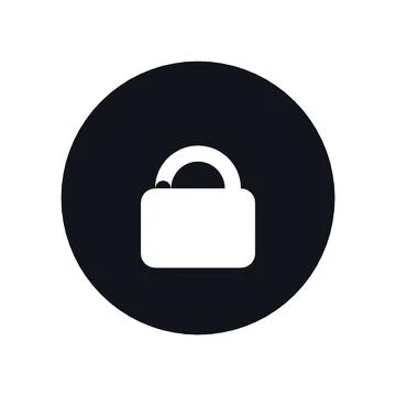 Lock Secure Icon Black Circle Button Business Finance Symbol Vector Stock Illustration