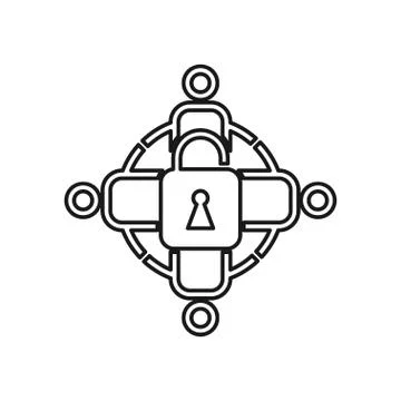 Lock secure people Commitment Teamwork Together Outline Logo Stockillustratie