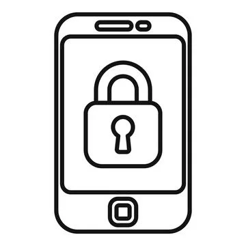 Lock secured phone icon outline vector. Id process multifactor Stock Illustration