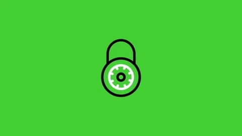 Lock security animated icon on bright green screen background Stock-Footage 314767456