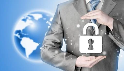 Lock security businessman protect concept Stock-Illustration