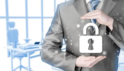 Lock security businessman protect concept 스톡 일러스트