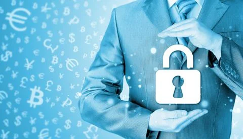 Lock security businessman protect concept Ilustração Stock
