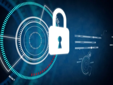 Lock security concept on HUD and cyber futuristic background 2 Stock Footage 80901335