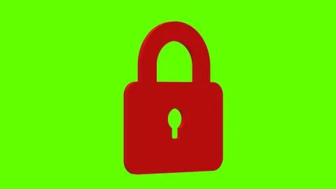 Lock security red set icon 3d illustration rotation Stock Illustration