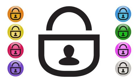 LOCK Security Shield Protection icon with man icon, password and cyber securi Stock Illustration