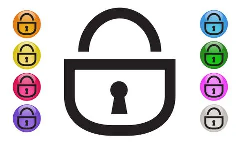 LOCK Security Shield Protection icon. Firewall, cyber security concepts. Stock Illustration