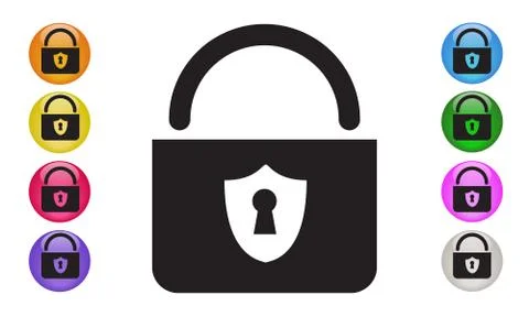 LOCK Security Shield Protection icon. Firewall, cyber security concepts. Stock Illustration