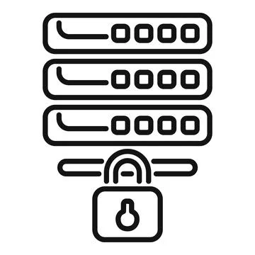 Lock server data icon outline vector. Privacy policy Illustrazione stock