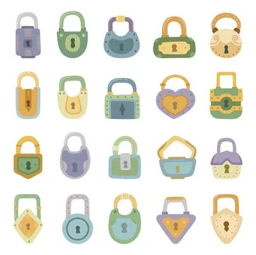 Lock set in scandinavian style Stock Illustration