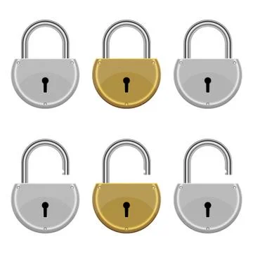 Lock set vector design illustration isolated on white background Stock Illustration