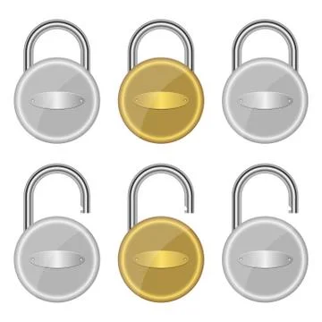 Lock set vector design illustration isolated on white background Stock Illustration