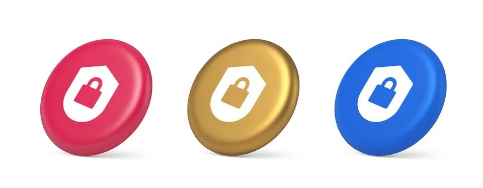 Lock shield security button privacy blocked password service web app 3d rea.. Stock Illustration