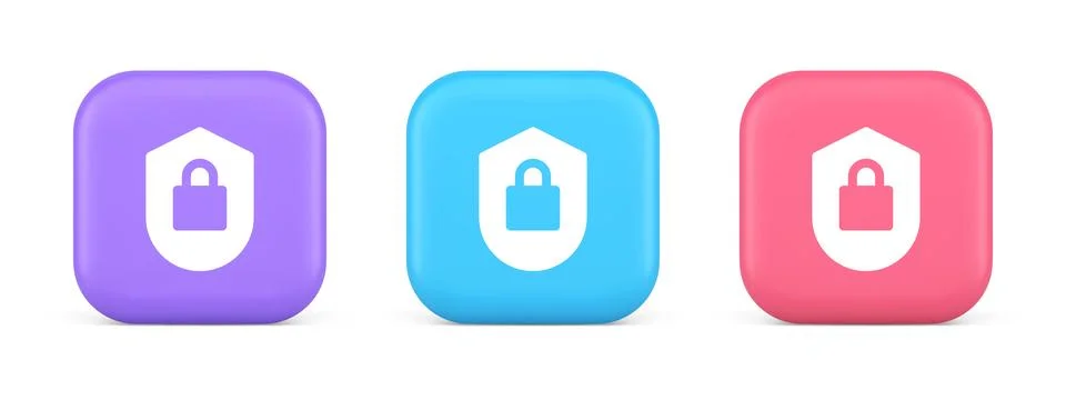 Lock shield security button privacy blocked password service web app 3d rea.. Stock Illustration