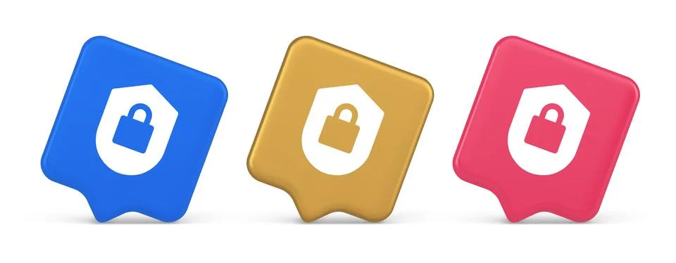 Lock shield security button privacy blocked password service web app 3d rea.. Stock Illustration
