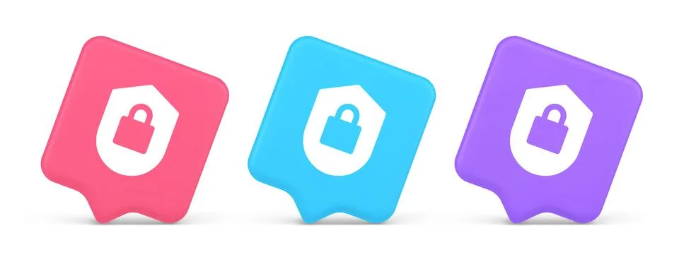 Lock shield security button privacy blocked password service web app 3d rea.. Stock Illustration