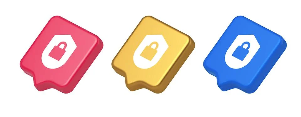 Lock shield security button privacy blocked password service web app 3d reali Stockillustratie