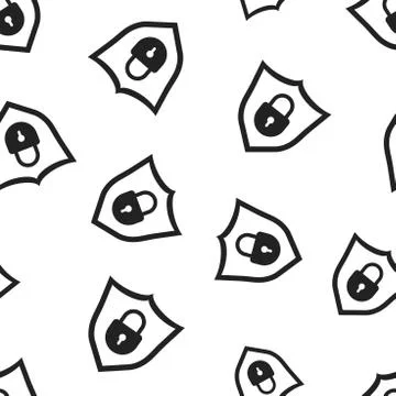 Lock with shield security seamless pattern background. Business concept vecto 스톡 일러스트