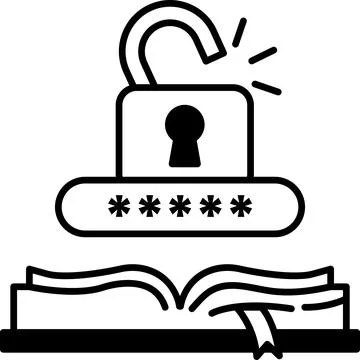 Lock is shown on top of an open book Stock Illustration
