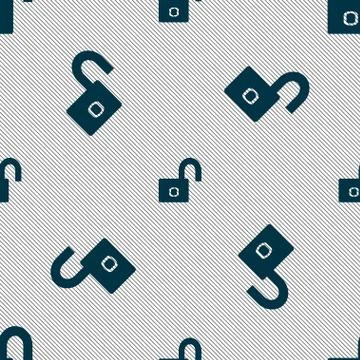 Lock sign icon. Locker symbol. Seamless pattern with geometric texture. Vecto Stock Illustration