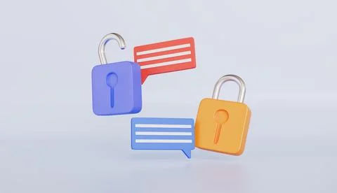 Lock sign with message chat for conversation communication safe protection Stock Illustration