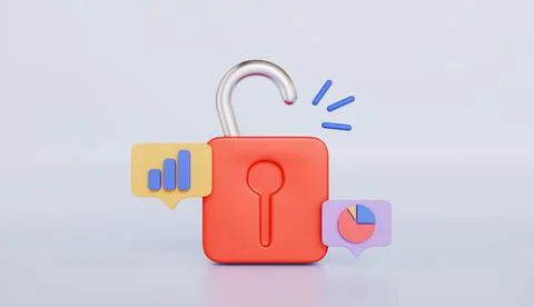 Lock sign with pie chart for business financial achievement unlocked concept Stock Illustration