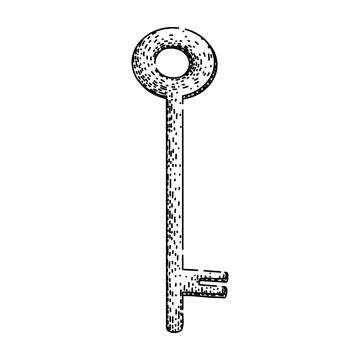 Lock skeleton key sketch hand drawn vector Stock Illustration