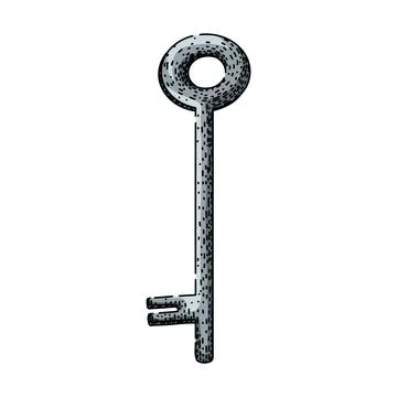 Lock skeleton key sketch hand drawn vector Stock Illustration