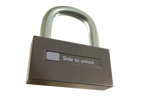 Lock with slide to unlock button 3d illustration Stock Illustration